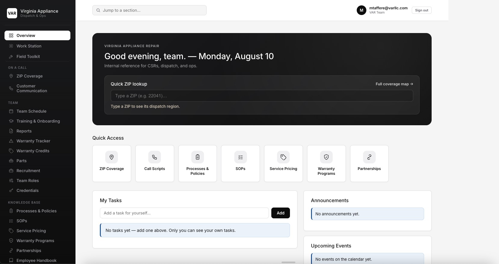 Custom Dashboard screenshot